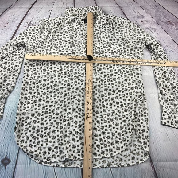 Ann Taylor Womens Flora Print Long Sleeve Half Button Blouse Sz Medium - Picture 5 of 8